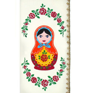 Matryoshka Doll embroidered vegan large wallet